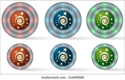 set of six icons with spiral symbol