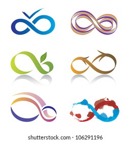 Set of Six Infinity Icons - Multiple Shapes and Colors Rainbow