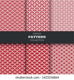Set of six line geometric collection pattern full color hand drawn ink seamless patterns. Endless vector backgrounds of simple primitive scratchy textures with dots, stripes, waves. 