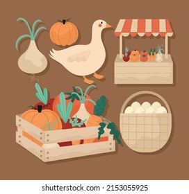 conjunto de seis productos del mercado local