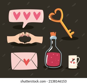 set of six love icons