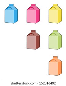 The set of six milk box illustrations / The milk box set / The paper box
