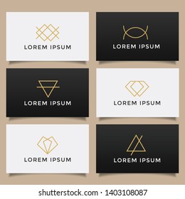 Set of six minimalistic monochrome monogram symbol. Universal elegant vector emblem. Premium business logotype. Simple creative geometric signs collection. - Vector