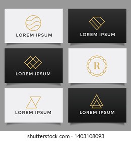 Set of six minimalistic monochrome monogram symbol. Universal elegant vector emblem. Premium business logotype. Simple creative geometric signs collection. - Vector