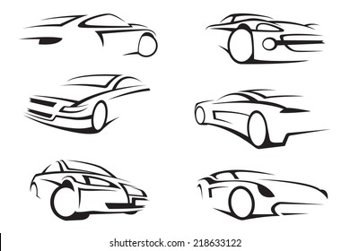 set of six monochrome cars