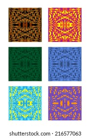 A set of six mosaic tiles in different color variants in modern colors