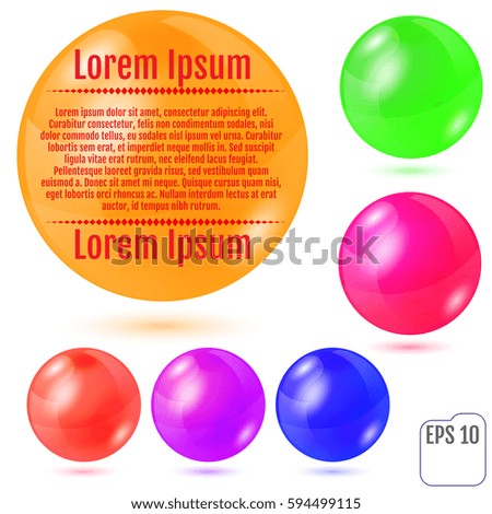 Set of six multicolored realistic colored spheres isolated on white background. Six design elements for your business. For your business