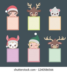 Set of six notepads with Christmas characters