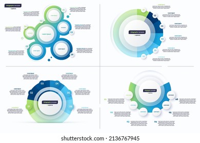 Conjunto de seis plantillas de diseño gráfico de círculo de opciones. Ilustración vectorial.