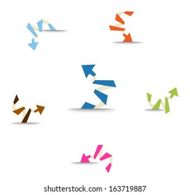 The set of six origami style arrows in various positions / The funny arrows set / Arrows