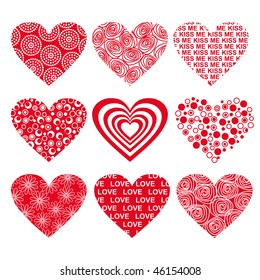 Set of six ornament hearts