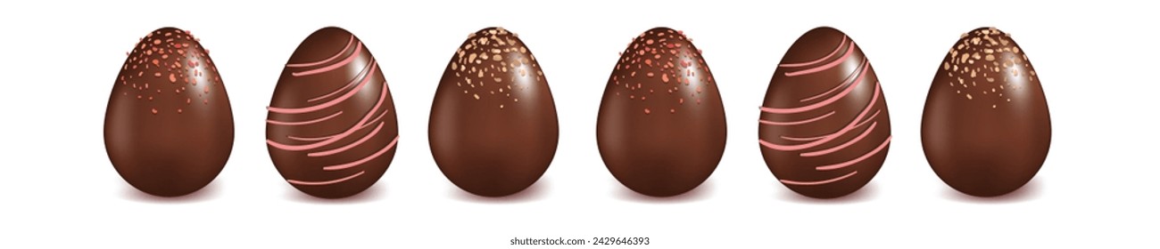 a set of six oval shaped chocolate eggs