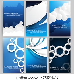 set of six paper concept blue background material