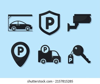 set of six parking items
