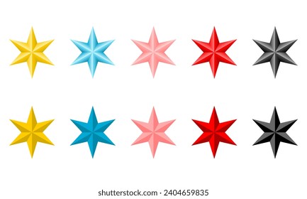 Set six pointed star icon vector design