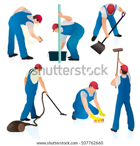 Set of six professional cleaners