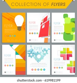 Set of six professional flyers or templates with abstract design for business concept.