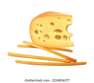 Set of six realistic design compositions illustrated crackers snacks and flavoring additive ingredients isolated vector illustration