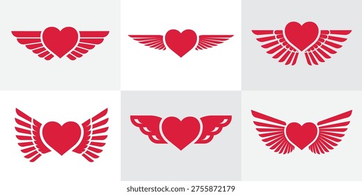 Conjunto seis iconos corazón