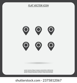 Set of six round, colorful map pointers