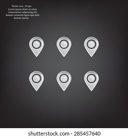 Set of six round, colorful map pointers