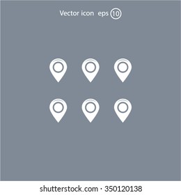 Set of six round, colorful map pointers