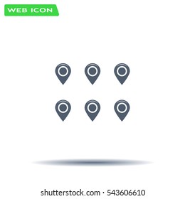 Set of six round, colorful map pointers