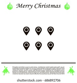 Set of six round, colorful map pointers