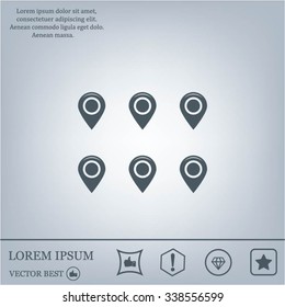 Set of six round map pointers