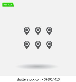 Set of six round map pointers