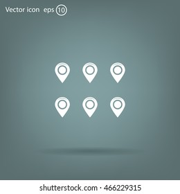 Set of six round map pointers