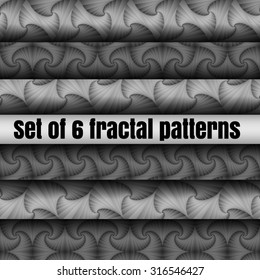 Set of six seamless fractal spun seamless patterns.