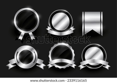 set of six shiny and empty badge emblem element banner design vector