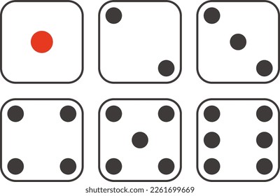 Set of six simple dice