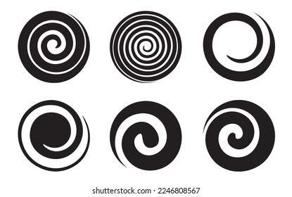 Set of six simple spiral decorative elements for your design.