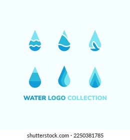 Set of six simple water logo collection.