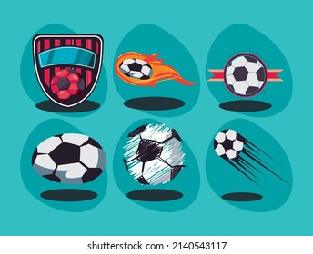 set of six soccer items