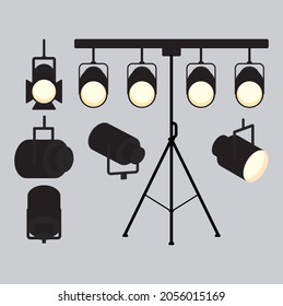 set of six spotlight reflector icons