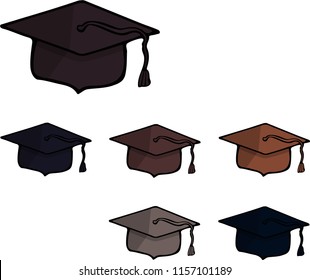 A set of six square academic caps. Back to school.  Vector.