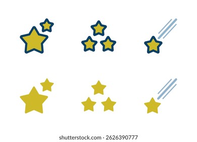 A set of six star vector icons, including shooting stars and three stars.