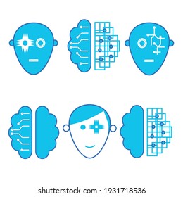 Conjunto de seis stickers-inteligencia artificial