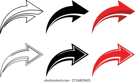 Conjunto de seis flechas estilizadas que apuntan al Vector derecho