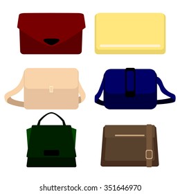 Set of six trendy women's bags. Vector illustration