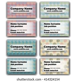 Set of Six Vector Business Card.  Hand-drawn Doodle Abstract Visiting Cards.