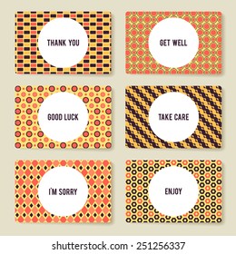 Set of six vector card templates for different occasion - greeting, invitation, anniversary, baby shower, wedding ceremony, postcard