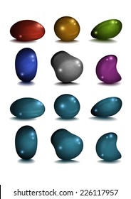 Set of six vector colored stone elements.