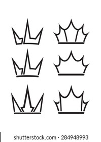 Set of six vector crowns icons for your design.