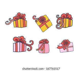 set of six vector gift boxes