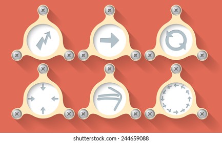 Set of six vector objects and icons
