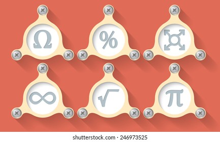 Set of six vector objects and icons